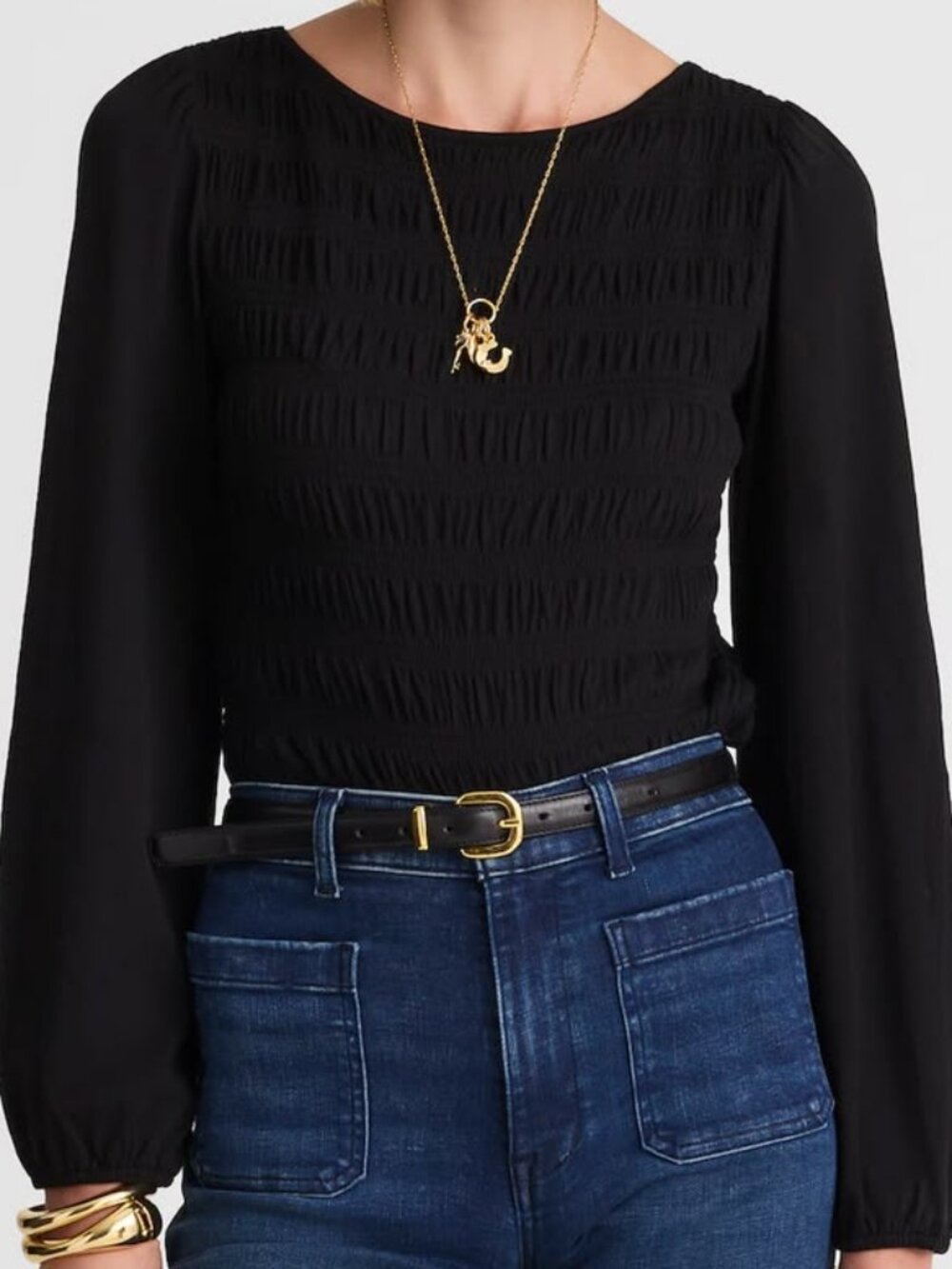 Madewell Smocked Boatneck Top-NWT